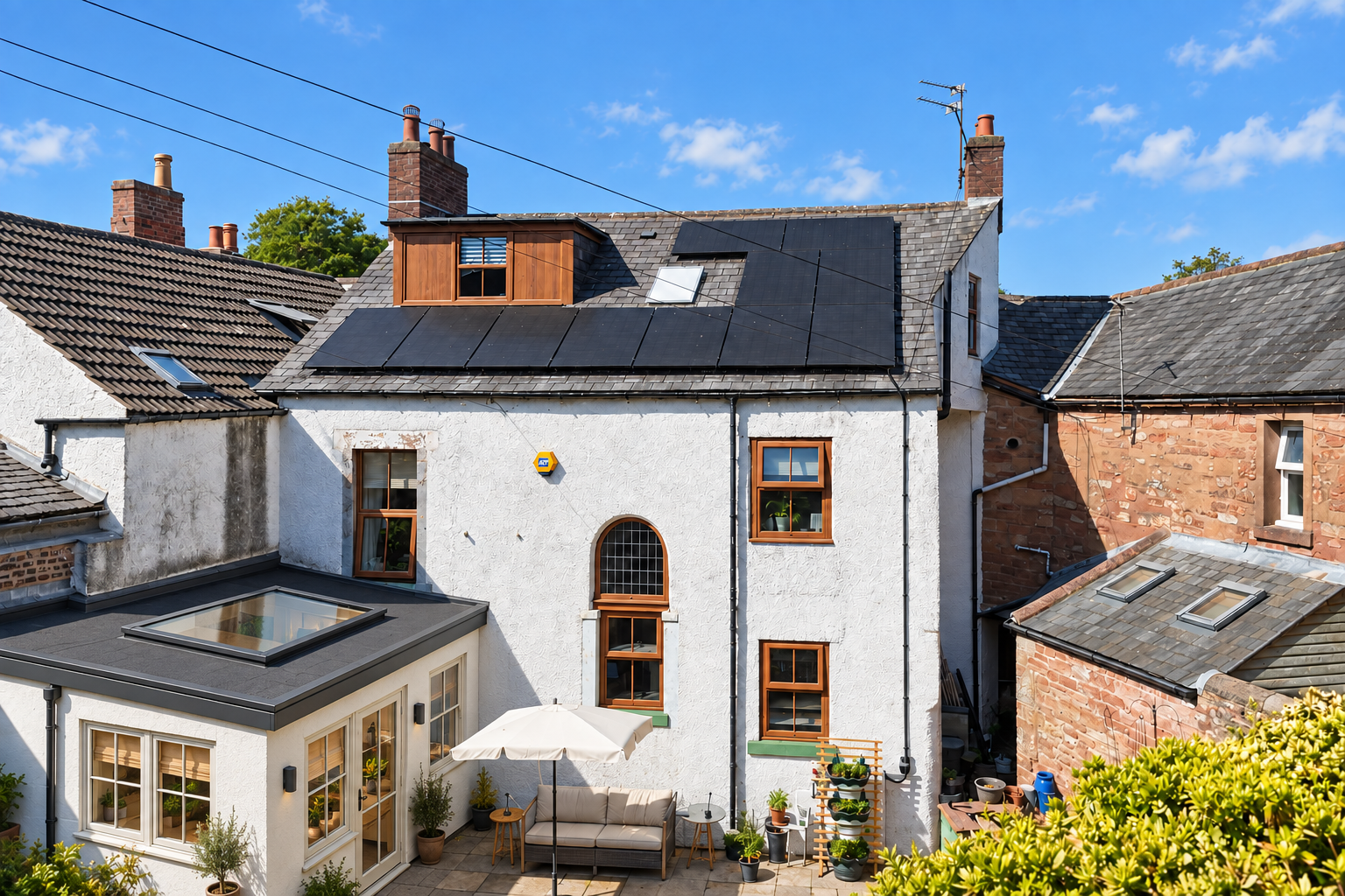 2D proposal showing the replacement flat-roof kitchen extension and roof lantern