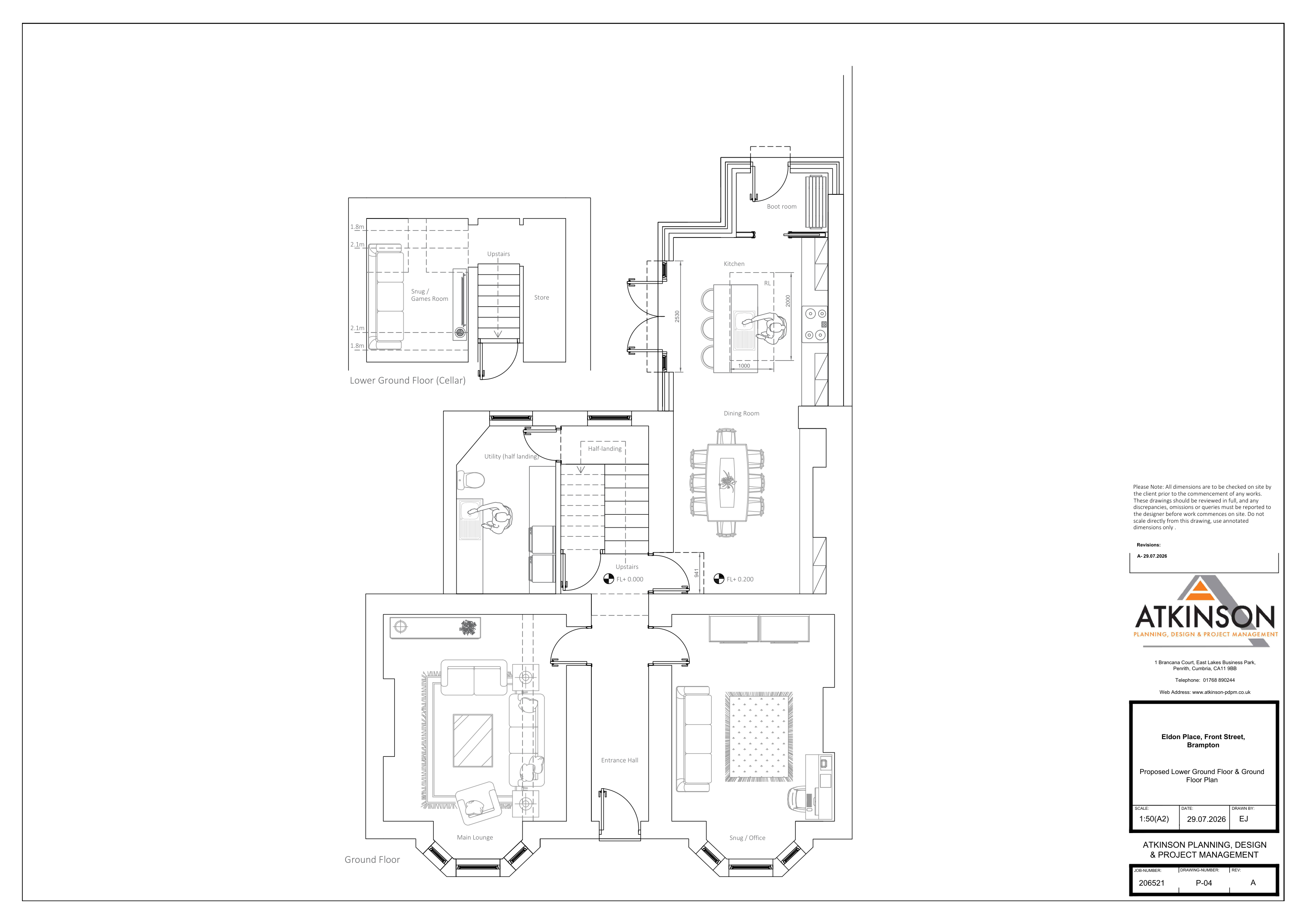 Emily's supplied proposed lower ground and ground floor plan, P04 revision A